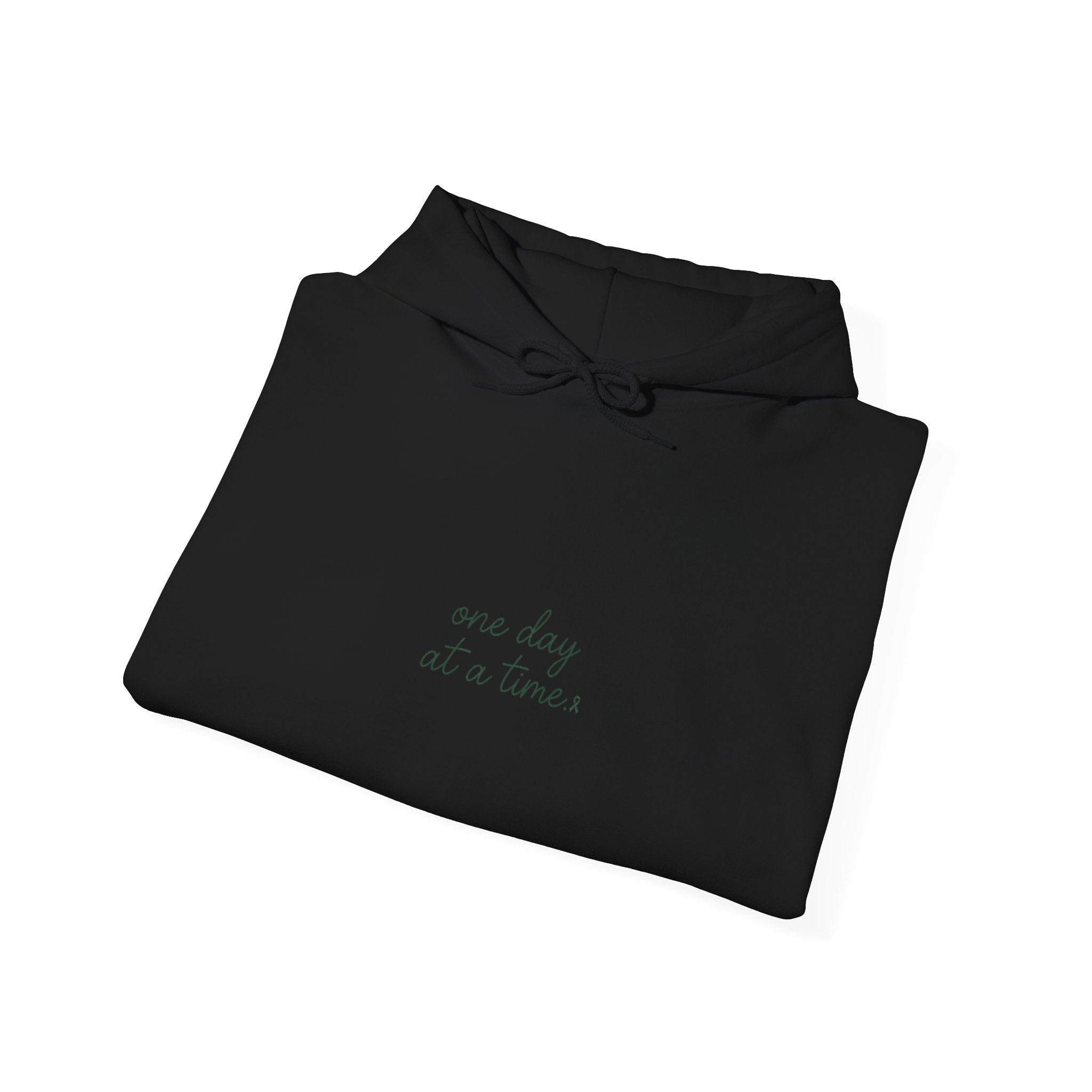 Mental Health Awareness Hoodie – One Day At A Time, Green Ribbon, Unisex Oversized Pullover