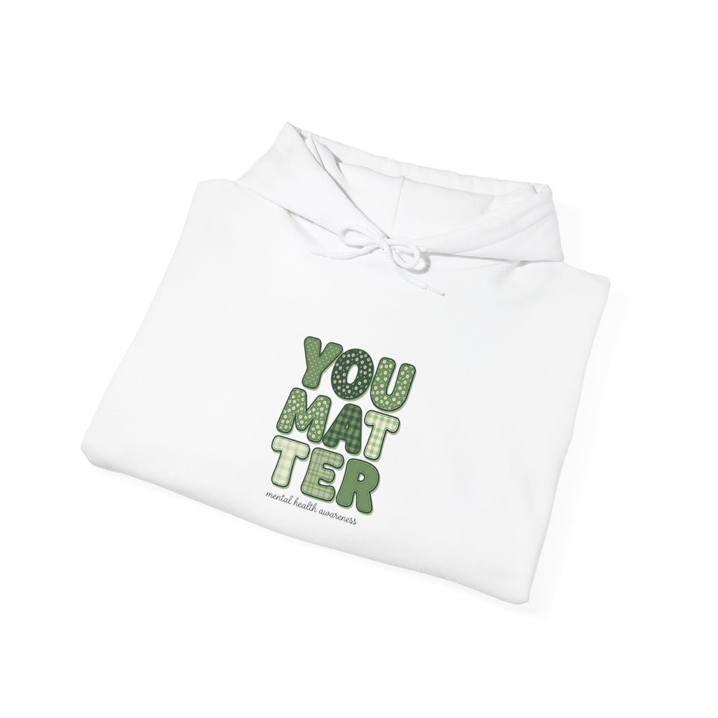 You Matter Hoodie | Mental Health Awareness, Green Ribbon, Retro Typography