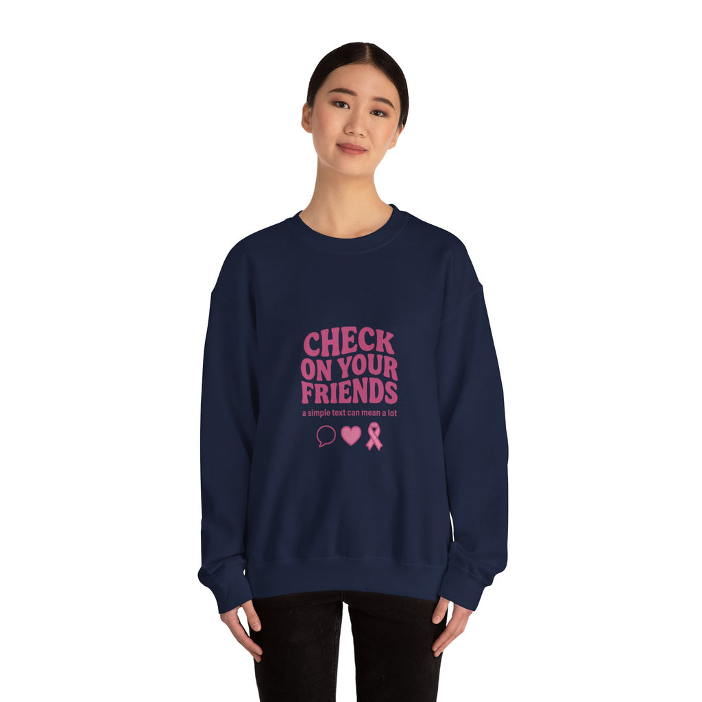 Check On Your Friends Sweatshirt | Mental Health Awareness, Green Ribbon