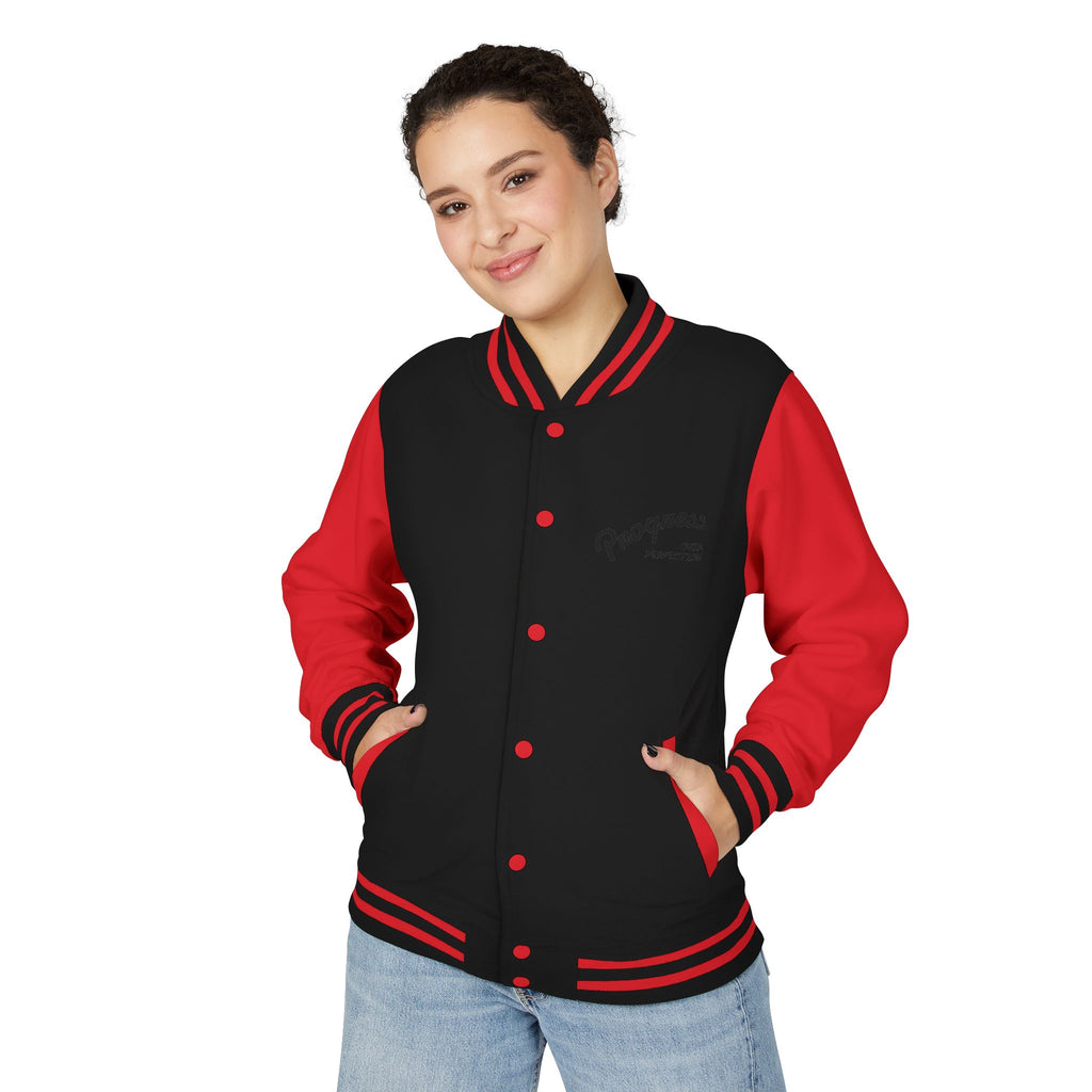 Letterman Jacket — Pink Retro 'Happiness' Varsity Jacket