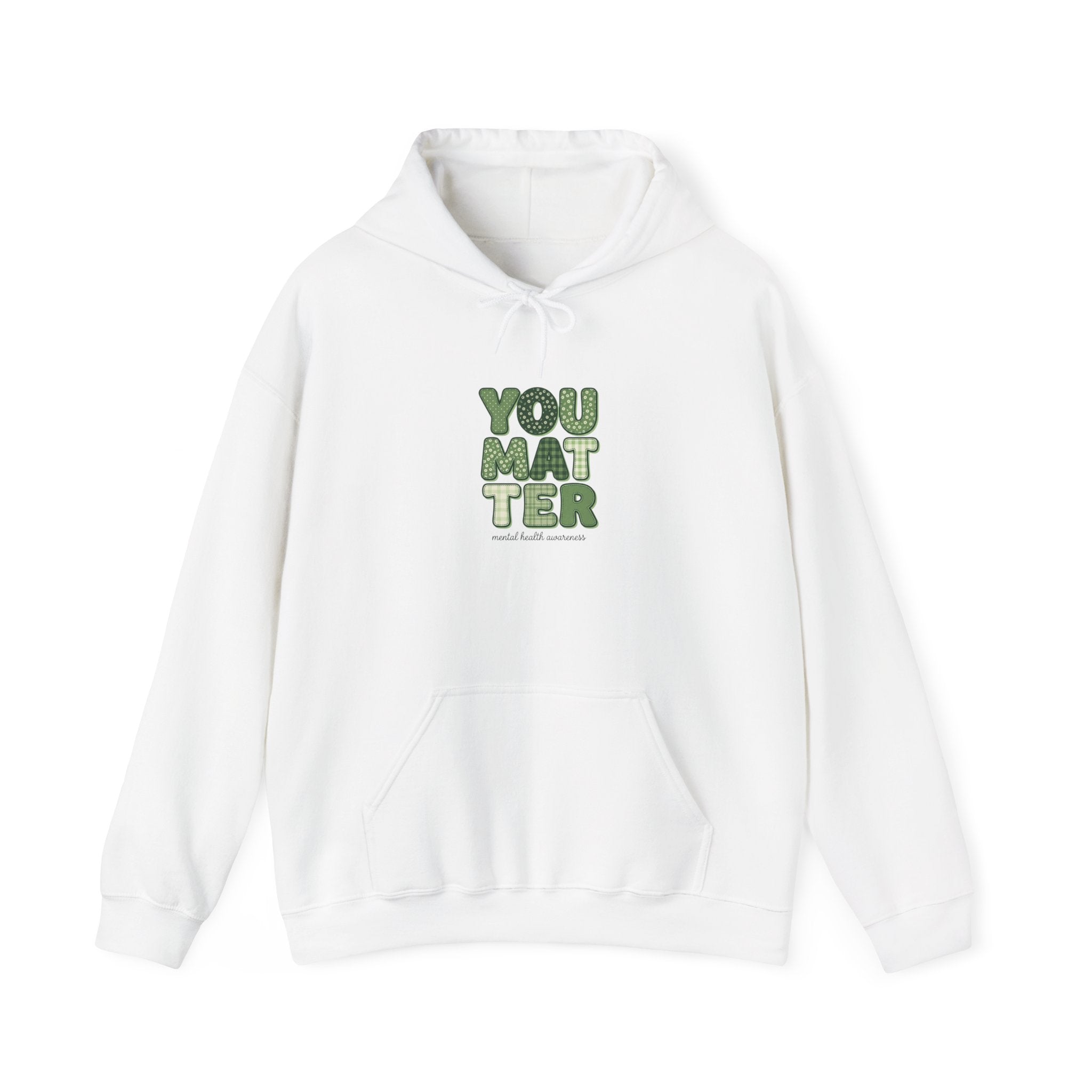 You Matter Hoodie | Mental Health Awareness, Green Ribbon, Retro Typography