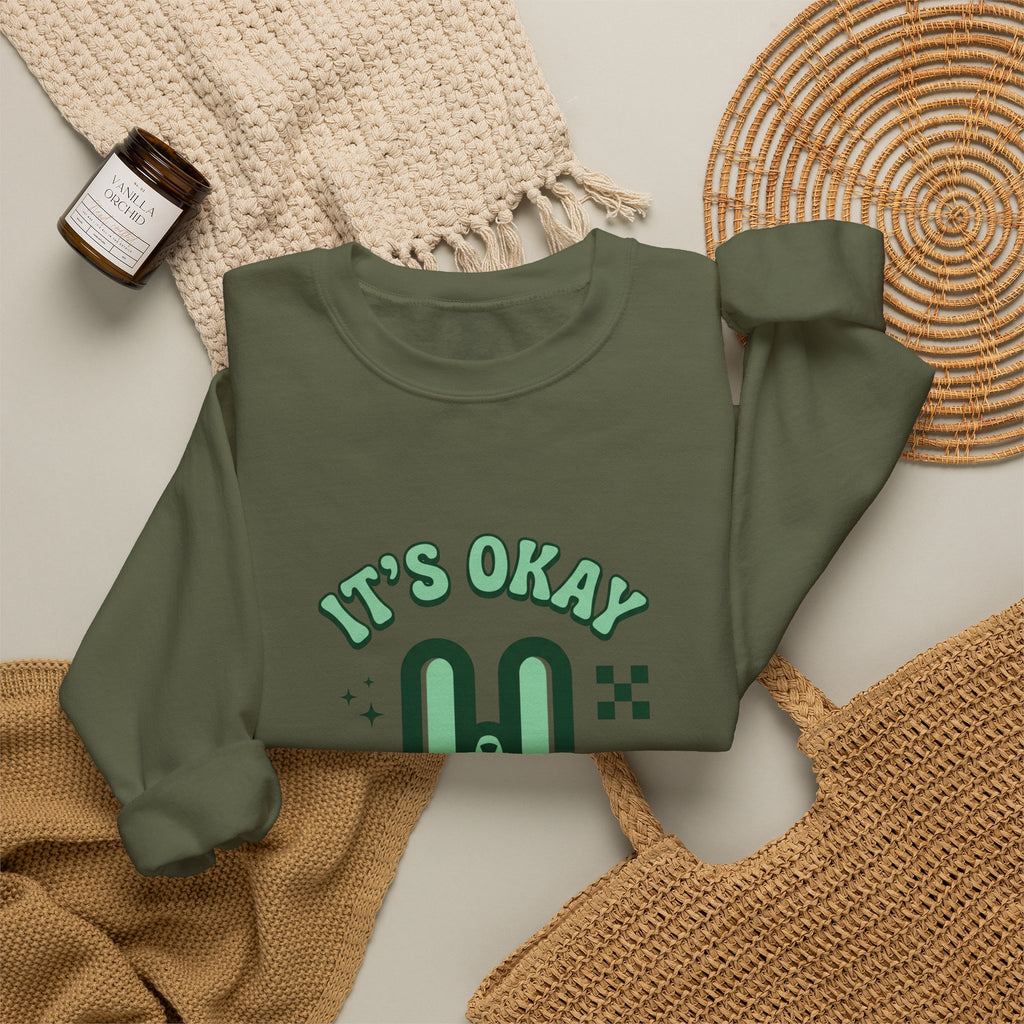 It’s Okay To Pause Sweatshirt | Mental Health Awareness, Green Ribbon