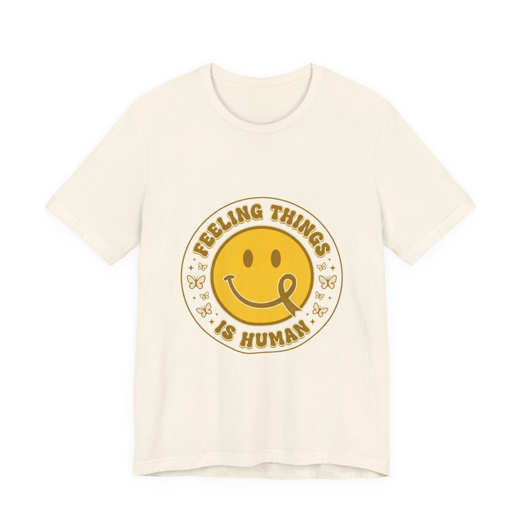 Urbania Feeling Things Is Human T-Shirt – Mental Health Awareness, Retro Smiley Design