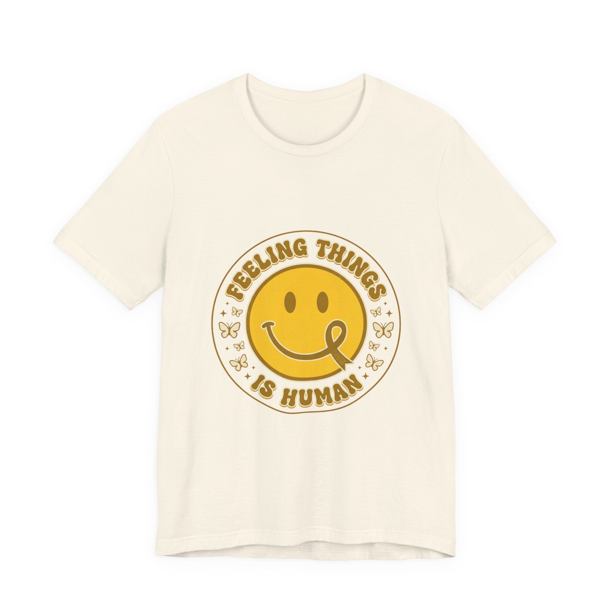 Feeling Things Is Human Tee | Mental Health Awareness, Retro Smiley Design