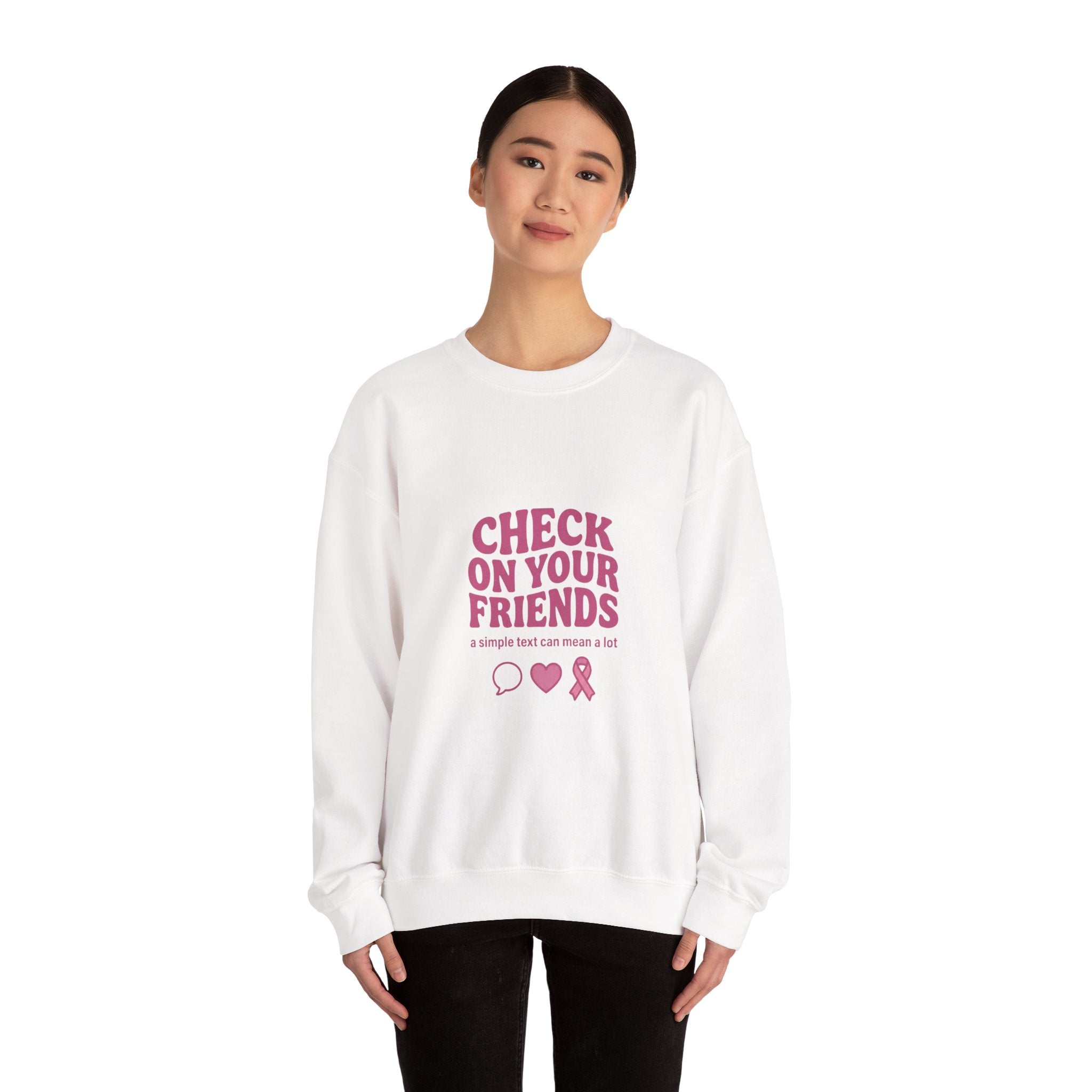 Check On Your Friends Sweatshirt | Mental Health Awareness, Green Ribbon