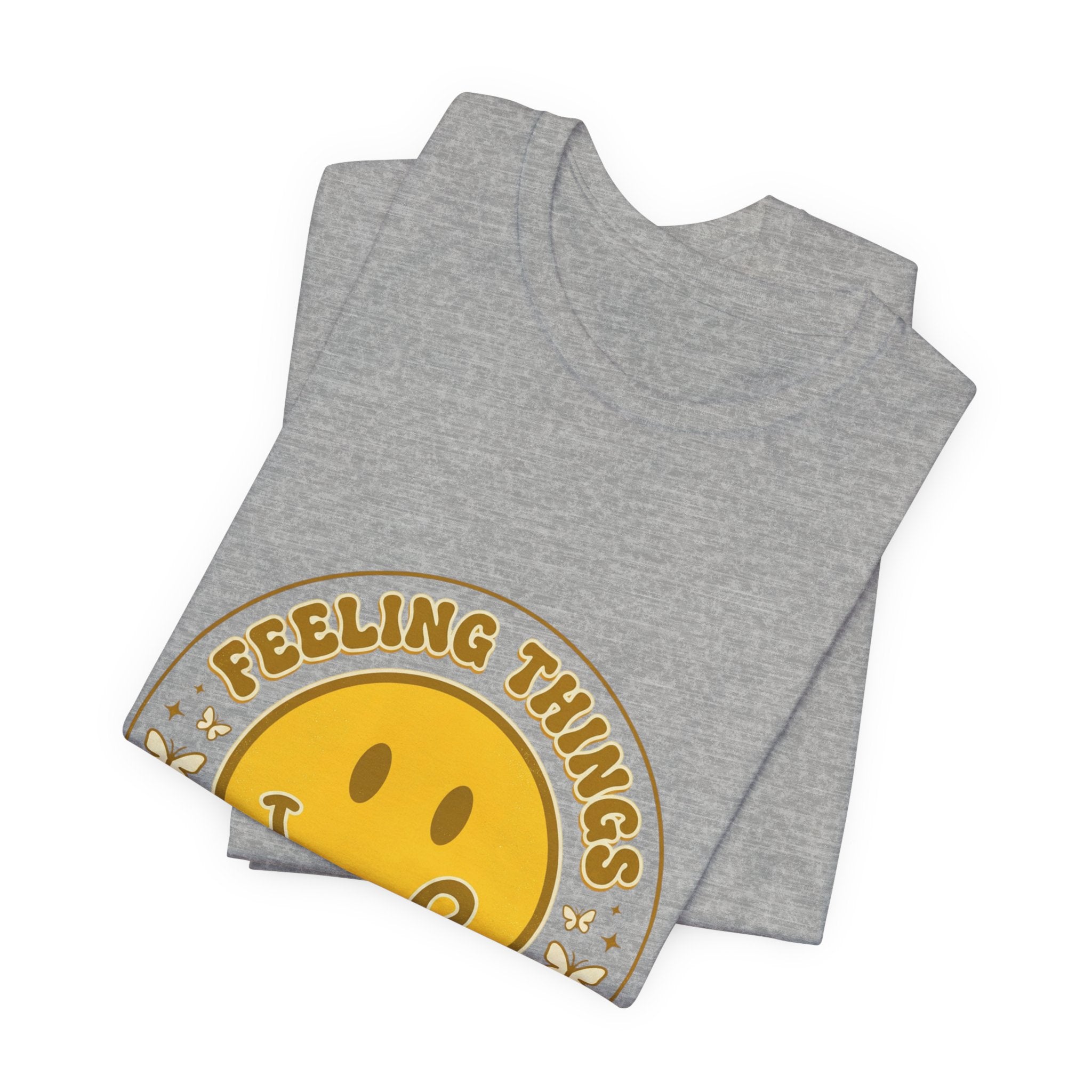 Feeling Things Is Human Tee | Mental Health Awareness, Retro Smiley Design