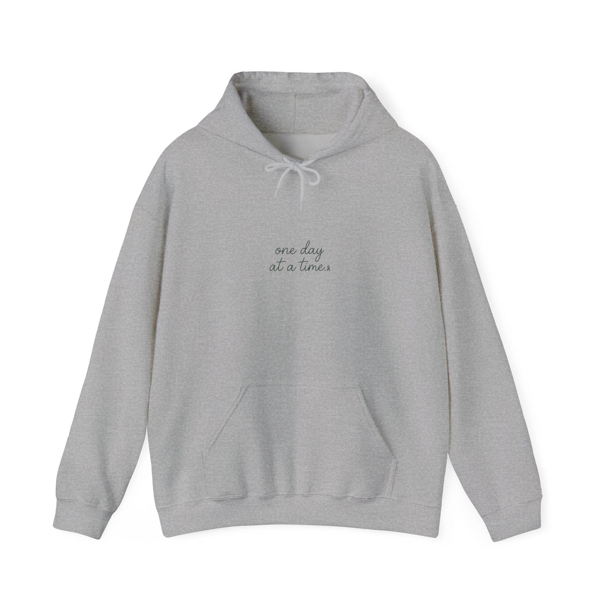 Mental Health Awareness Hoodie – One Day At A Time, Green Ribbon, Unisex Oversized Pullover
