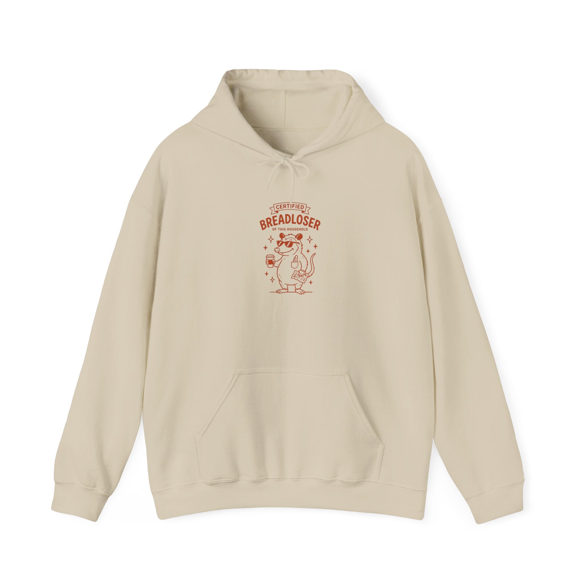 PRIMARY BREADLOSER hoodie | burnout humor doodle, awkward all-caps
