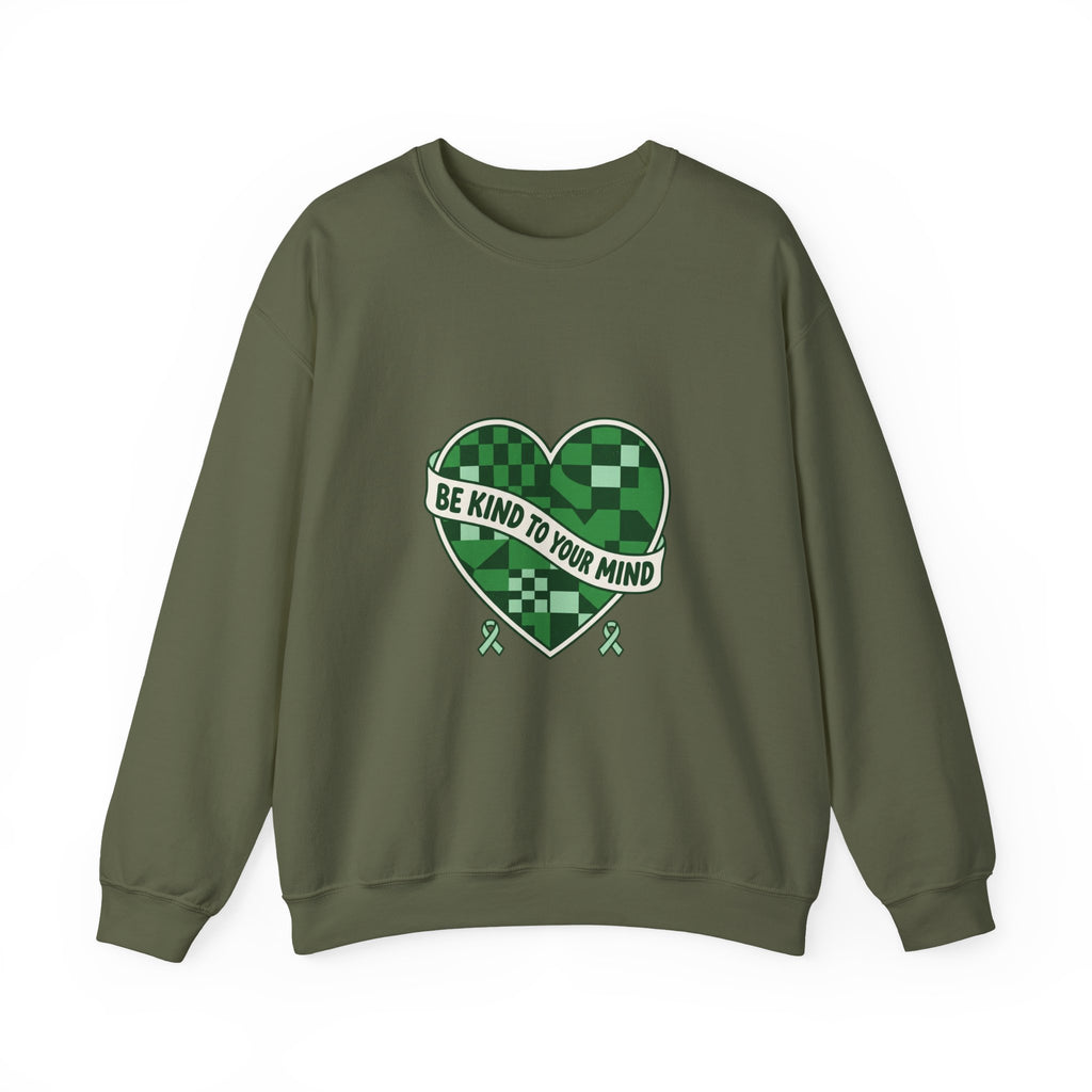 Be Kind to Your Mind Sweatshirt | Mental Health Awareness, Green Ribbon